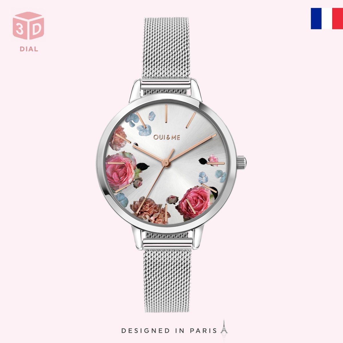 OUI & ME Fleurette Analogue Silver Round Dial Women's Watch- ME010104 