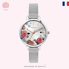 OUI & ME Fleurette Analogue Silver Round Dial Women's Watch- ME010104