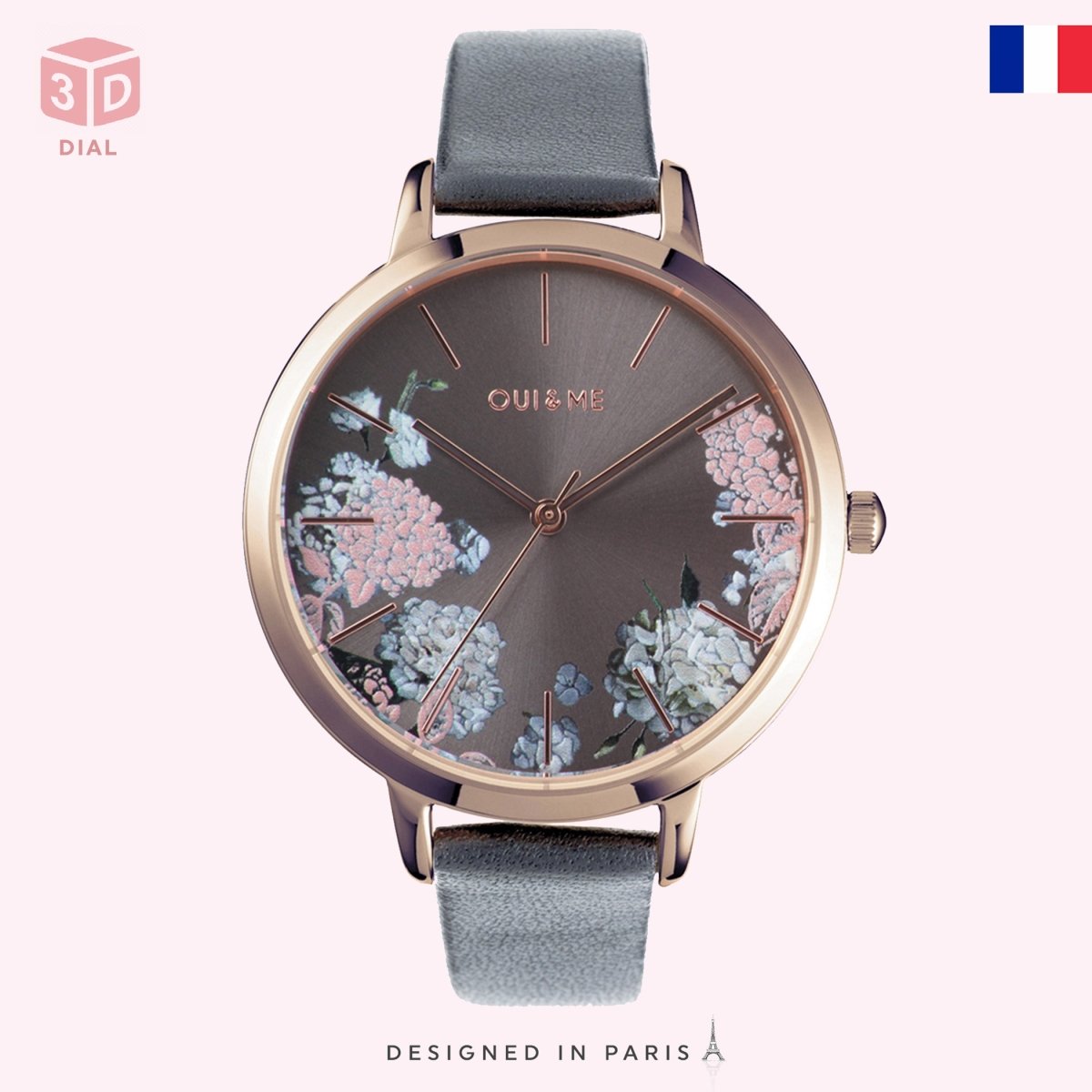 OUI & ME Grande Fleurette Analogue Grey Round Dial Women's Watch- ME010107 
