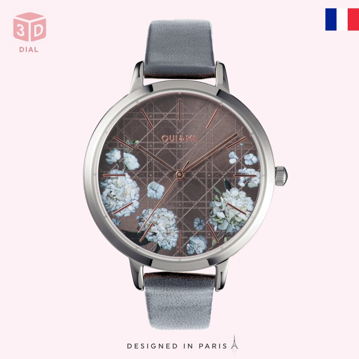 OUI & ME Grande Fleurette Analogue Grey Round Dial Women's Watch- ME010110 