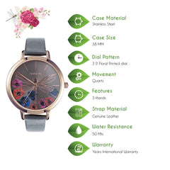 OUI & ME Grande Fleurette Analogue Grey Round Dial Women's Watch- ME010111