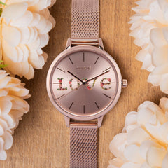 Oui & Me Grande Fleurette Analogue Pink Round Dial Women's Watch- ME010112
