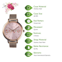 Oui & Me Grande Fleurette Analogue Pink Round Dial Women's Watch- ME010112