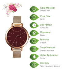 Oui & Me Fleurette Analogue Red Round Dial Women's Watch- ME010128