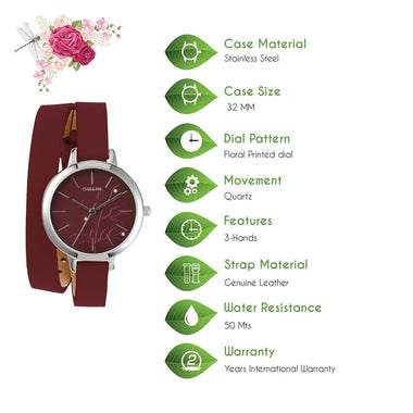 Oui & Me Petite Fleurette Analogue Red Round Dial Women's Watch- ME010133