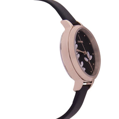 OUI & ME Petite Fleurette Analogue Black Round Dial Women's Watch- ME010137