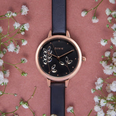 OUI & ME Petite Fleurette Analogue Black Round Dial Women's Watch- ME010137