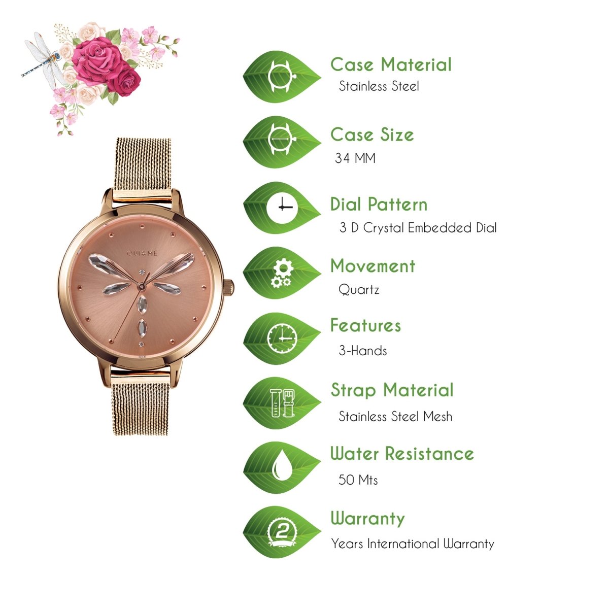 Oui & Me Amourette Analogue Pink Round Dial Women's Watch- ME010138