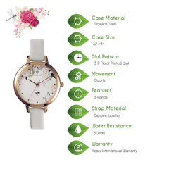 OUI & ME Petite Fleurette Analogue White Round Dial Women's Watch- ME010139