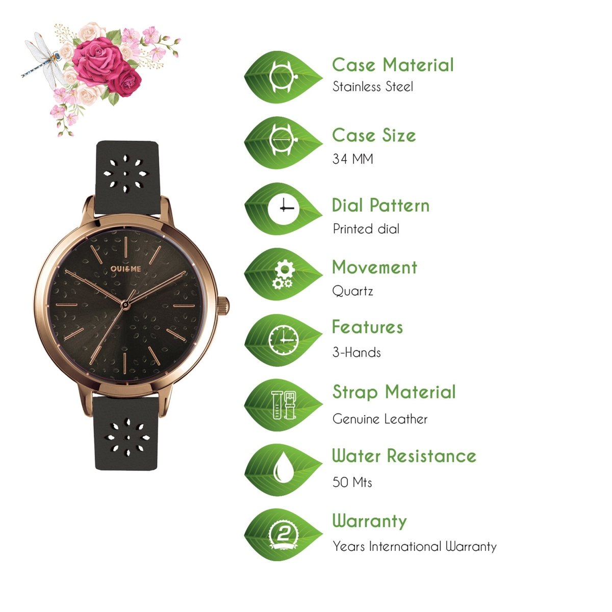 OUI & ME Amourette Analogue Grey Round Dial Women's Watch- ME010146