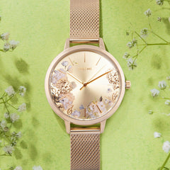 OUI & ME Grande Fleurette Analogue Yellow Gold Round Dial Women's Watch- ME010151
