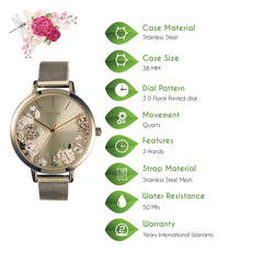 OUI & ME Grande Fleurette Analogue Yellow Gold Round Dial Women's Watch- ME010151