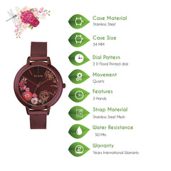 Oui & Me Fleurette Analogue Red Round Dial Women's Watch- ME010159
