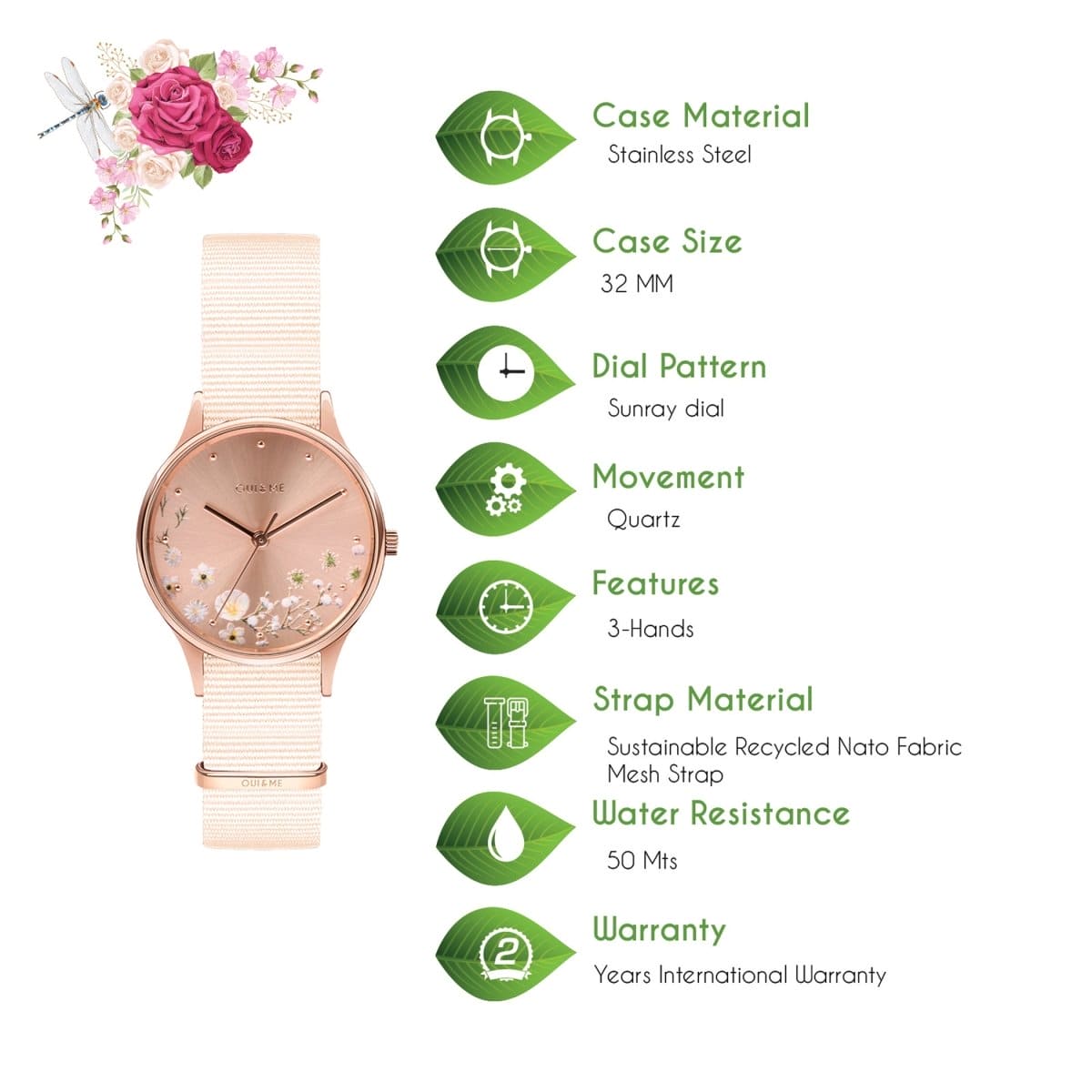 OUI & ME Petite Bichette Analogue Rose Gold Round Dial Women's Watch- ME010174