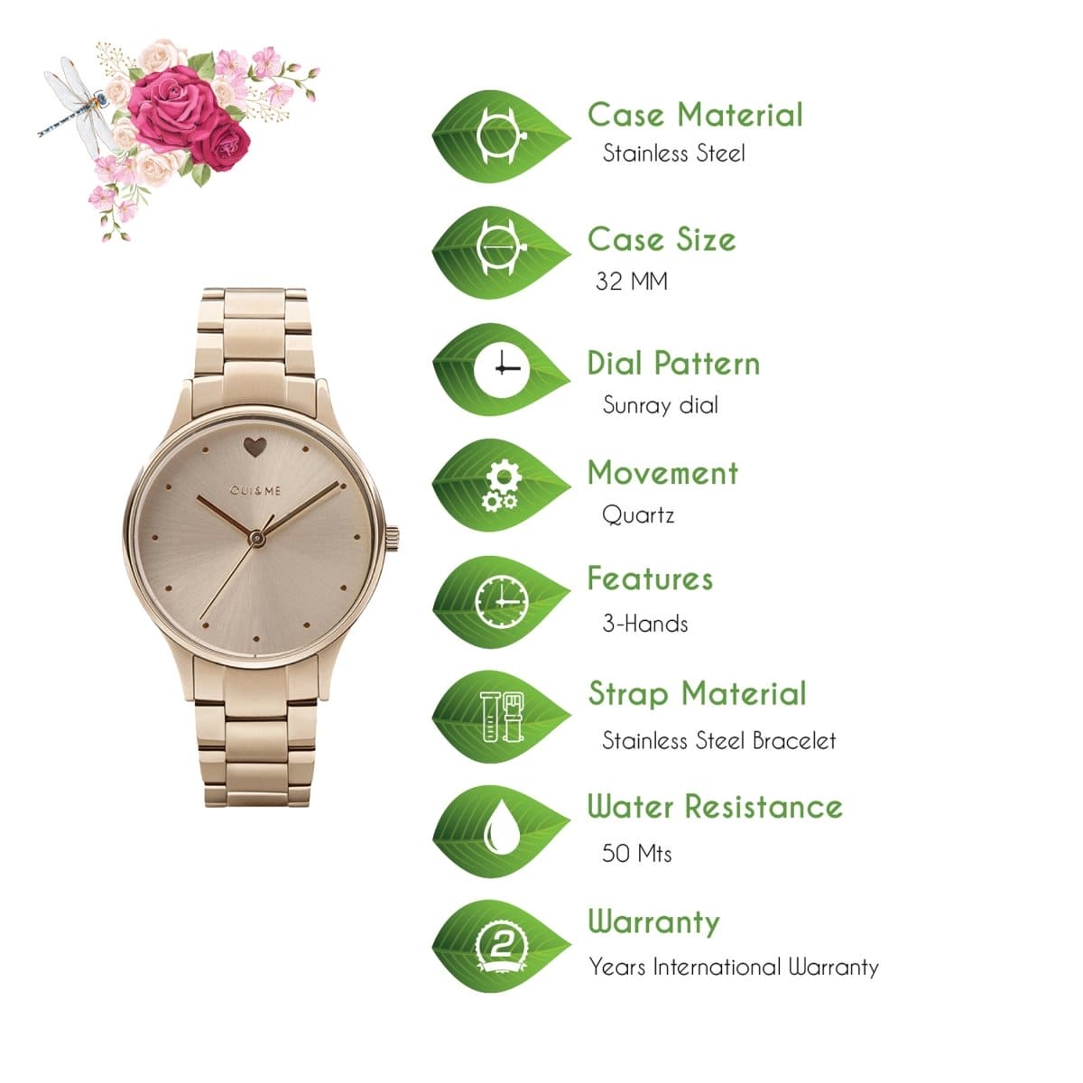 OUI & ME Petite Bichette Analogue Yellow Gold Round Dial Women's Watch- ME010215