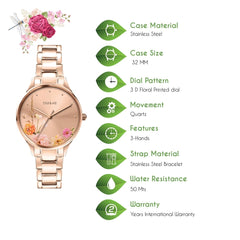 OUI & ME Petite Bichette Analogue Rose Gold Round Dial Women's Watch- ME010217