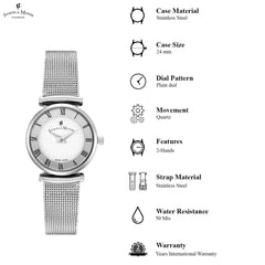 JACQUES DU MANOIR Jasmina Swiss Made Analogue White Round Dial Women's Watch- MICM.10