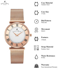 JACQUES DU MANOIR Jasmina Swiss Made Analogue White Round Dial Women's Watch- MIRM.09