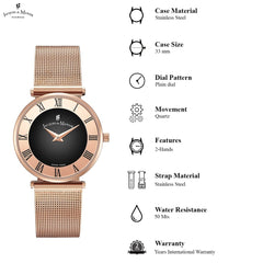 JACQUES DU MANOIR Jasmina Swiss Made Analogue Black Round Dial Women's Watch- MIRM.11