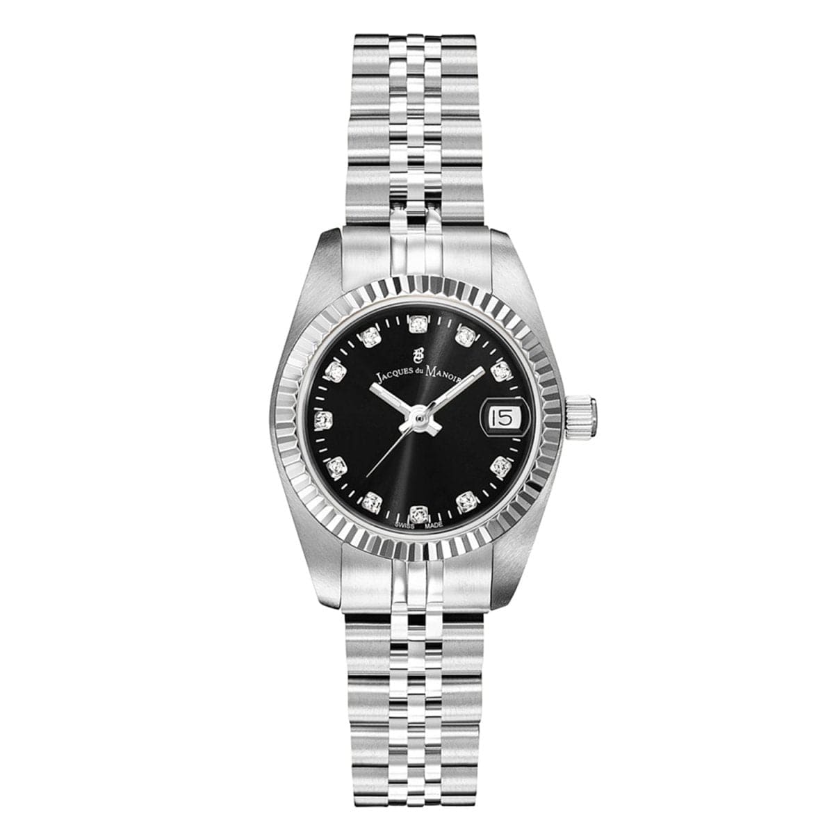 JACQUES DU MANOIR Inspiration Swiss Made Analogue Black Round Dial Women's Watch- NRO.06