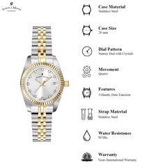 JACQUES DU MANOIR Inspiration Swiss Made Analogue Silver Round Dial Women's Watch- NRO.08