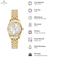 JACQUES DU MANOIR Inspiration Swiss Made Analogue Silver Round Dial Women's Watch- NRO.12
