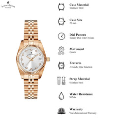 JACQUES DU MANOIR Inspiration Swiss Made Analogue Silver Round Dial Women's Watch- NRO.16