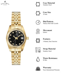 JACQUES DU MANOIR Inspiration Swiss Made Analogue Black Round Dial Women's Watch- NRO.22