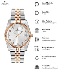 JACQUES DU MANOIR Inspiration Swiss Made Analogue Silver Round Dial Women's Watch- NRO.23
