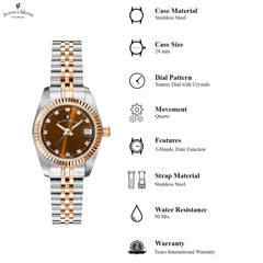 JACQUES DU MANOIR Inspiration Swiss Made Analogue Brown Round Dial Women's Watch- NRO.26