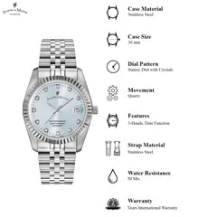JACQUES DU MANOIR Inspiration Swiss Made Analogue Blue Round Dial Women's Watch- NRO.29