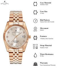 JACQUES DU MANOIR Inspiration Swiss Made Analogue Grey Round Dial Women's Watch- NRO.31