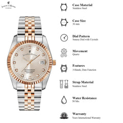 JACQUES DU MANOIR Inspiration Swiss Made Analogue Grey Round Dial Women's Watch- NRO.35