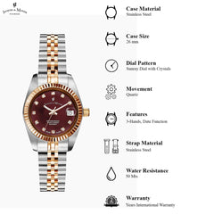 JACQUES DU MANOIR Inspiration Swiss Made Analogue MOP Round Dial Women's Watch- NRO.44