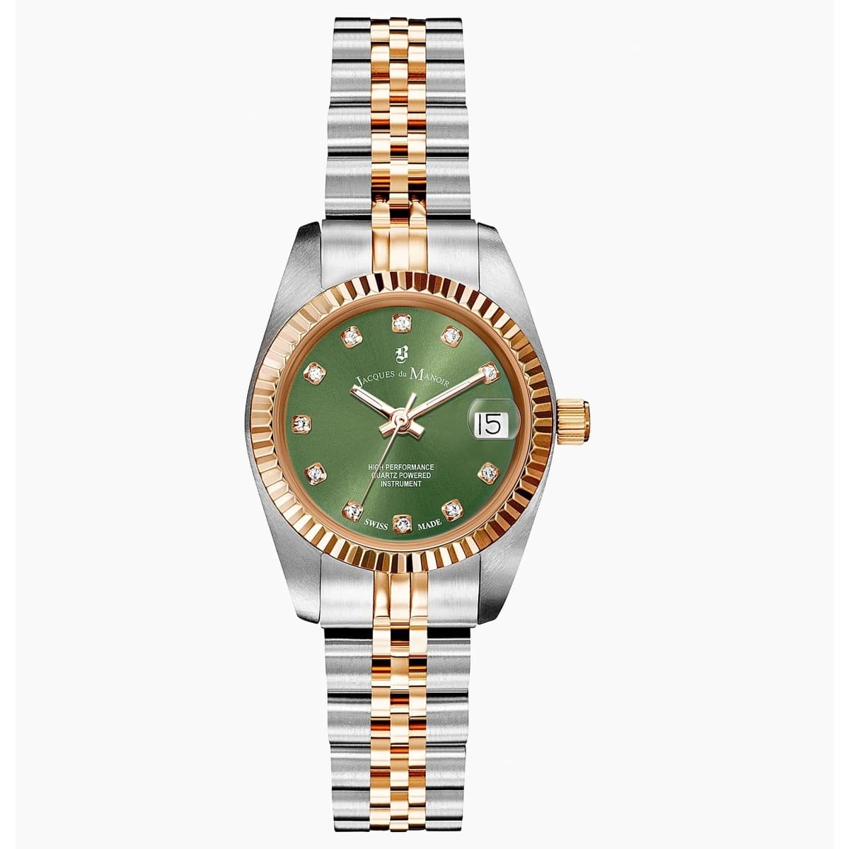 JACQUES DU MANOIR Inspiration Swiss Made Analogue Green Round Dial Women's Watch- NRO.46