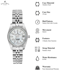 JACQUES DU MANOIR Inspiration Swiss Made Analogue MOP Round Dial Women's Watch- NROP.02