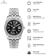 JACQUES DU MANOIR Inspiration Swiss Made Analogue Black Round Dial Men's Watch- NROP.05