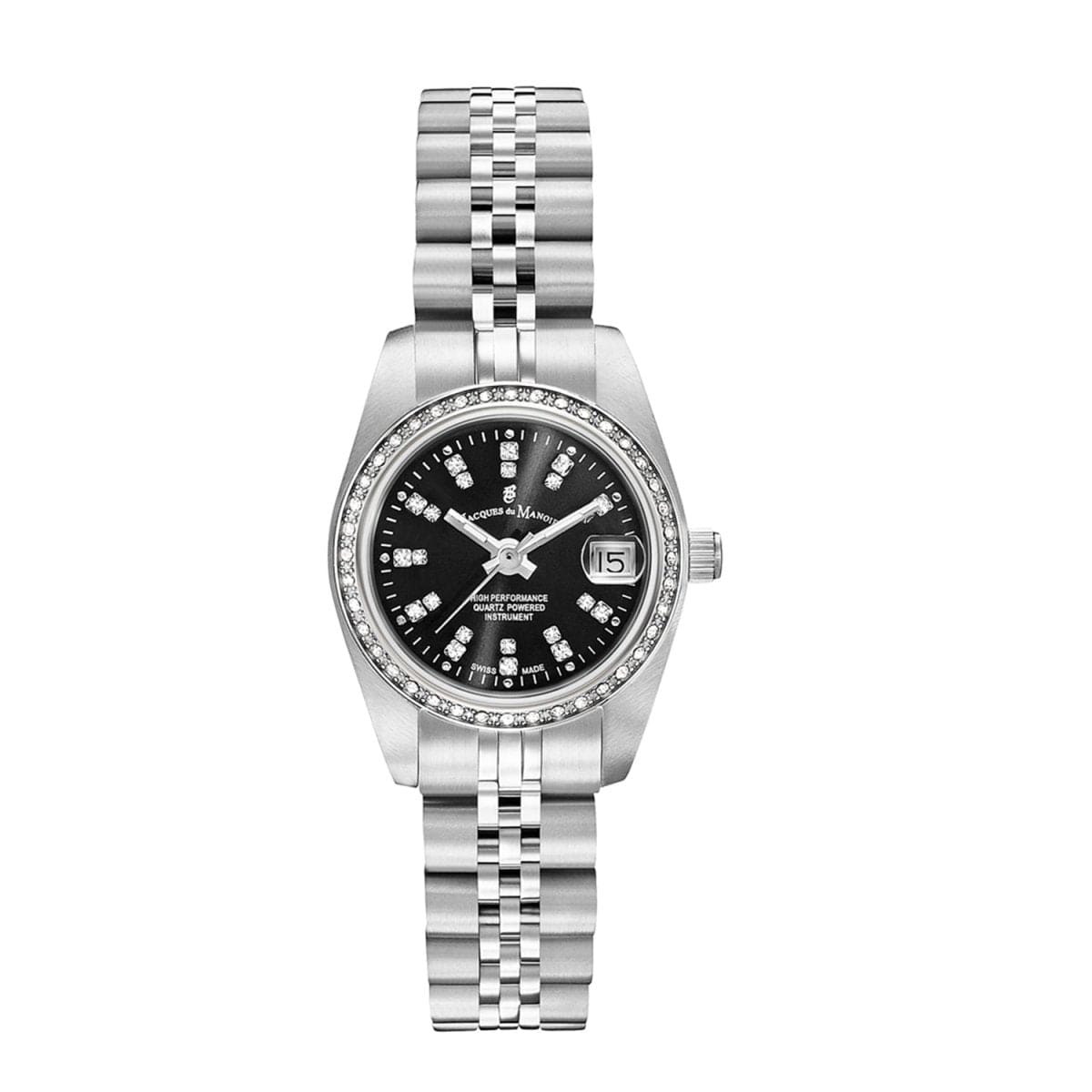 JACQUES DU MANOIR Inspiration Swiss Made Analogue Black Round Dial Women's Watch- NROP.06