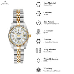 JACQUES DU MANOIR Inspiration Swiss Made Analogue White Round Dial Women's Watch- NROP.08