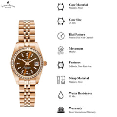 JACQUES DU MANOIR Inspiration Swiss Made Analogue Brown Round Dial Women's Watch- NROP.18