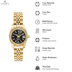 JACQUES DU MANOIR Inspiration Swiss Made Analogue Black Round Dial Women's Watch- NROP.22