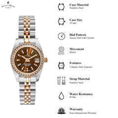 JACQUES DU MANOIR Inspiration Swiss Made Analogue Brown Round Dial Women's Watch- NROP.26