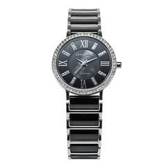 ARIES GOLD Glitter Gemstones Watch with Ceramic Strap & Sapphire Glass For Women's- PS 310L S-BLACK