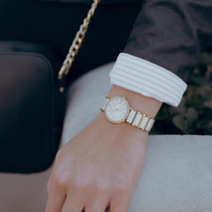 ARIES GOLD Glitter Gemstones Watch with Ceramic Strap & Sapphire Glass For Women's- PS 310L S-GOLD