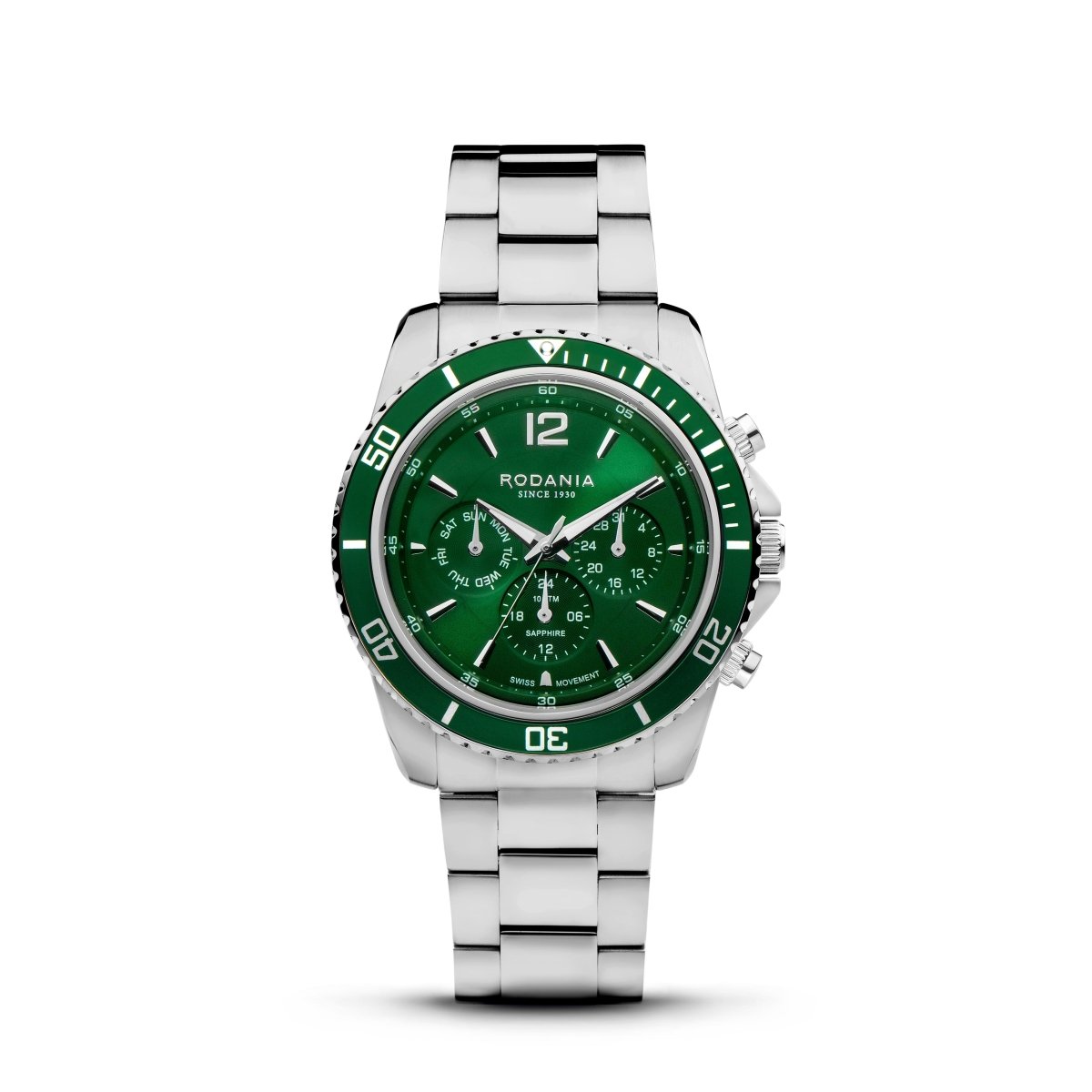RODANIA Leman Swiss Made Multifunction Green Round Dial Men's Watch- R18014