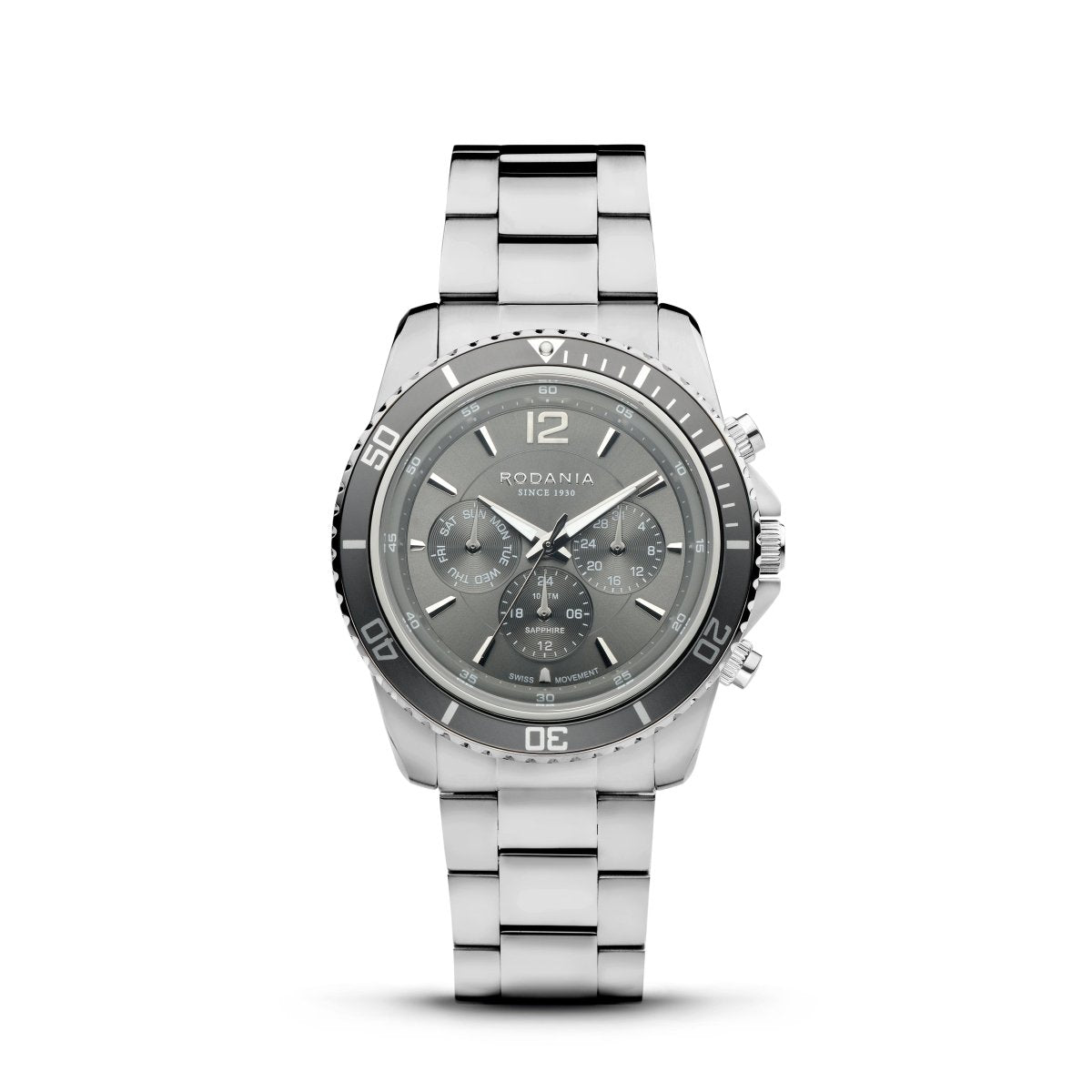 RODANIA Leman Swiss Made Multifunction Grey Round Dial Men's Watch- R18015