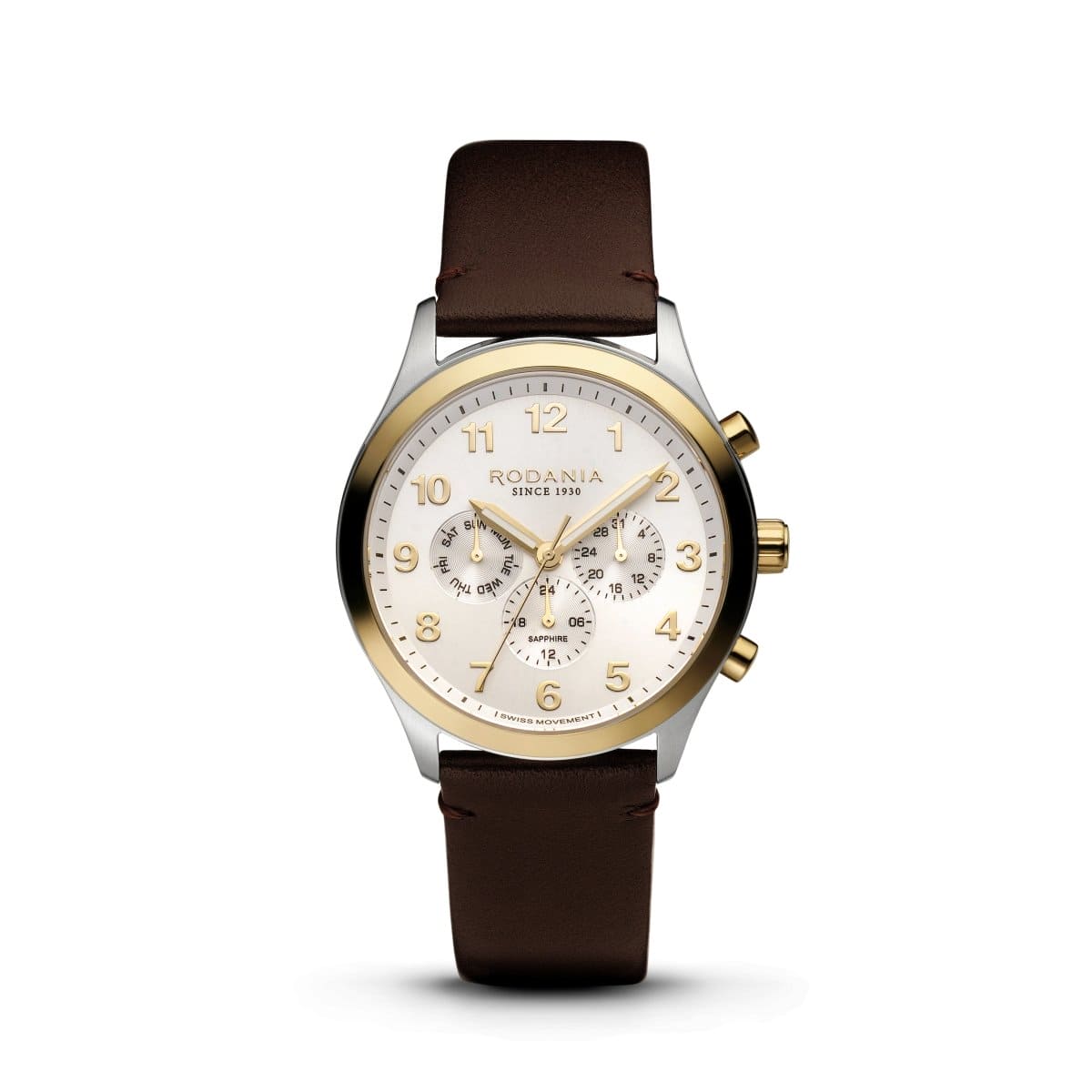 RODANIA Aigle Swiss Made Multifunction White Round Dial Men's Watch- R19004