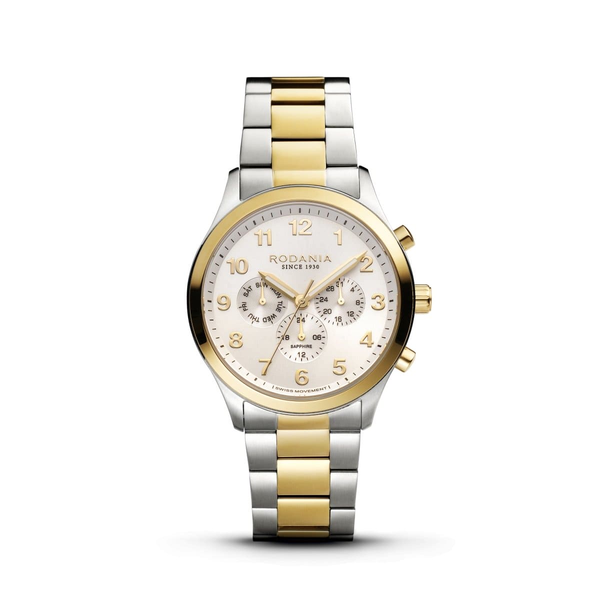 RODANIA Aigle Swiss Made Multifunction White Round Dial Men's Watch- R19009