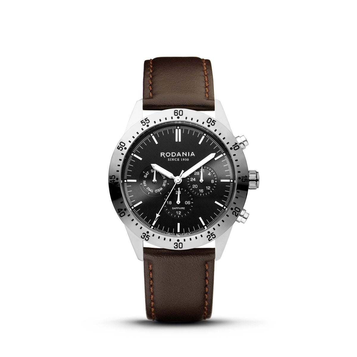 RODANIA Alpine Swiss Made Multifunction Black Round Dial Men's Watch- R20002