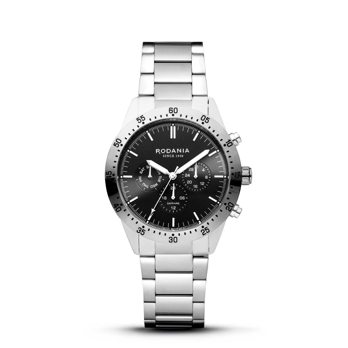 RODANIA Alpine Swiss Made Multifunction Black Round Dial Men's Watch- R20008